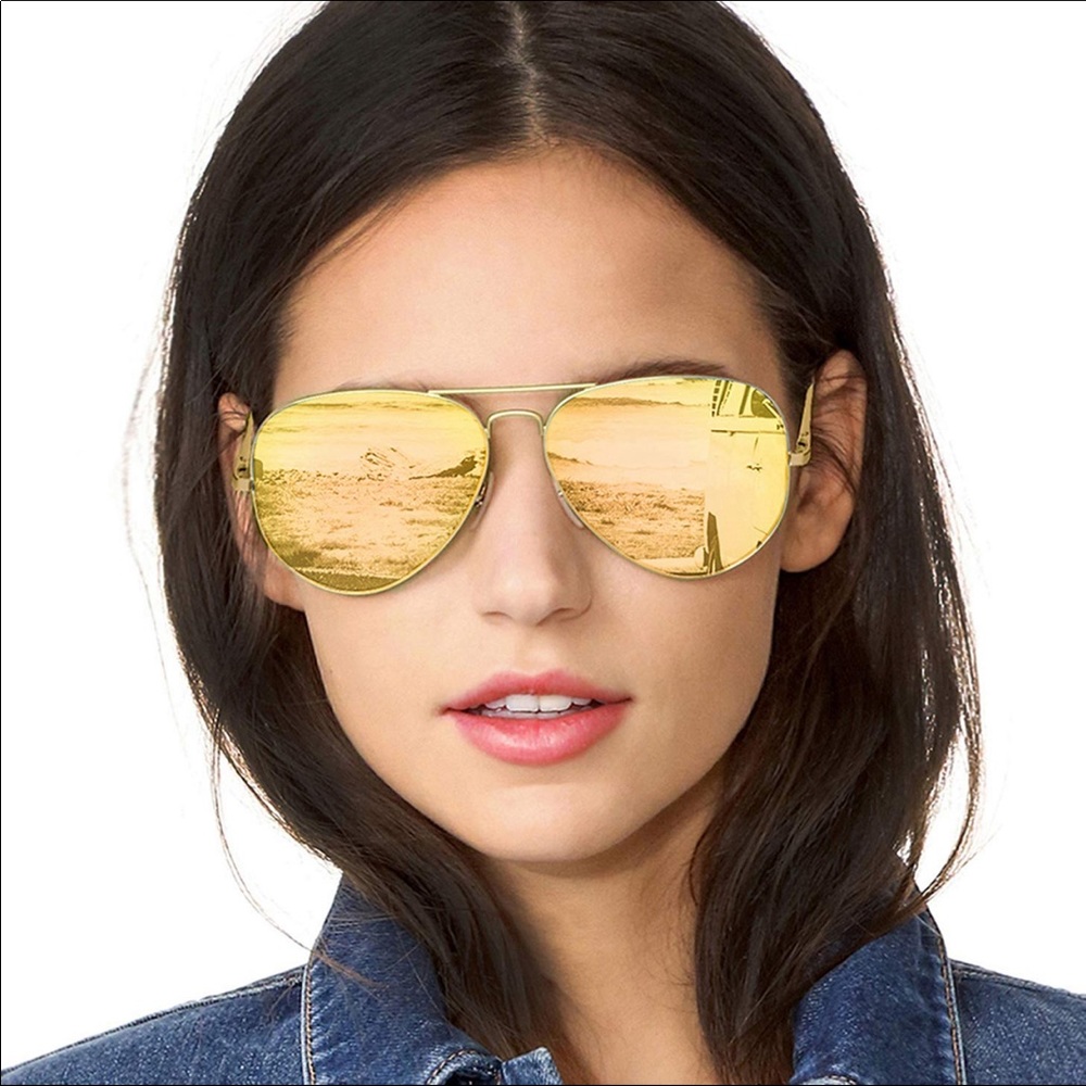 Gold polarized aviator sunglasses - Picture 3 of 4